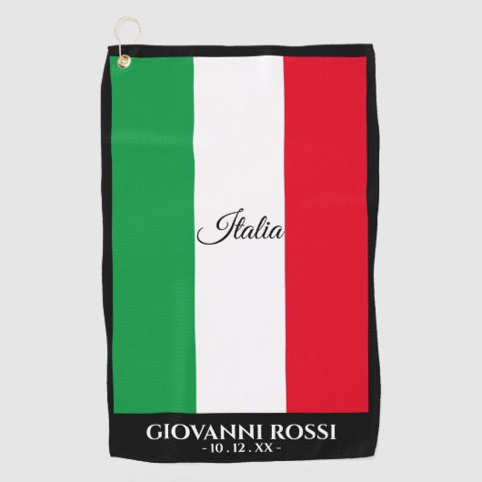 Italien Italienische Flagge Schwarzer Trim Name Te Golfhandtuch (Vorderseite)
