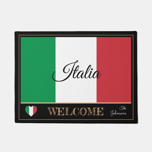 Italien - Italienische Flagge / Sport Willkommen Fußmatte (Vorderseite)