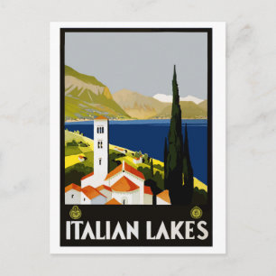Italien, italienische Seen, Illustration, Vintage Postkarte
