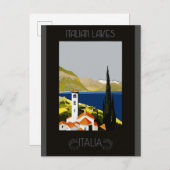 Italien Italienischer See Retro Vintage Reiseplane Postkarte (Vorne/Hinten)