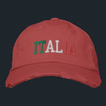 ITALIEN Italienischer Vintager, grün-weiß-roter St Bestickte Baseballkappe<br><div class="desc">ITALIA bestickt mit italienischen Flag Farben Grün Weiß und Rot auf Vintagem Rot Stil Not leidenden Baumwollhut. Schenken Sie jedem,  der das schöne Land Italiens liebt,  ein wunderbares Geschenk!</div>
