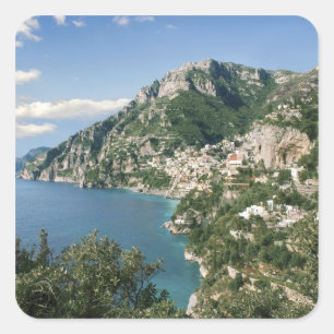 Italien, Kampanien, Sorrentiner Halbinsel, Positan Quadratischer Aufkleber