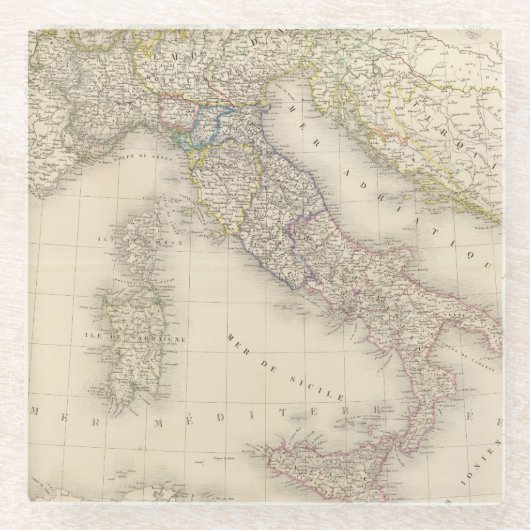 Italien-Karte Glasuntersetzer (Vorderseite)