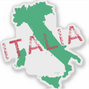 Italien Karte Kunst mit dem Namen Italia rot und g Aufkleber