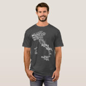 Italien Karte Silhouette Städte Rom Mailand T-Shirt (Vorne ganz)