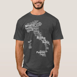 Italien Karte Silhouette Städte Rom Mailand T-Shirt