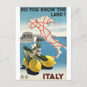 Italien Karte und Zitronen Vintage Reise Postkarte