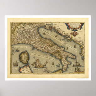 Italien Karte von Ortelius 1570 Poster