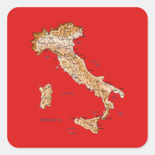 Italien Kartenaufkleber Quadratischer Aufkleber