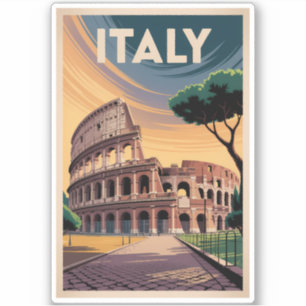 Italien Kolosseum Illustration Reise Kunst Vintage Aufkleber