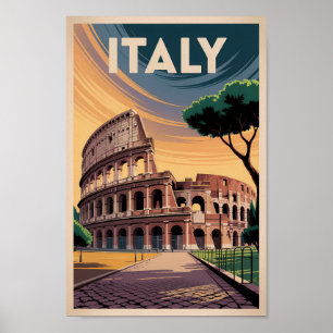 Italien Kolosseum Illustration Reise Kunst Vintage Poster