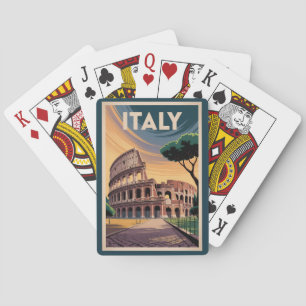 Italien Kolosseum Illustration Reise Kunst Vintage Spielkarten