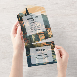 Italien Lake Como Hochzeit Destination All In One Einladung