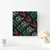Italien Land Italienische Flaggenfarben Typografie Quadratische Wanduhr (Zuhause)