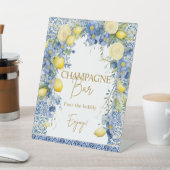 Italien Lemon Blue Tiles Bubbly Champagne Bar Sign Sockelschild (In SItu)