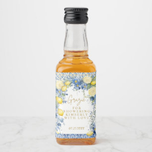 Italien Lemon Blue Tiles Grazie Brautparty Alkoholflaschenetikett