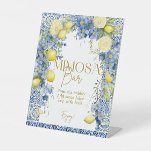 Italien Lemon Blue Tiles Mimosa Bar Sign Sockelschild