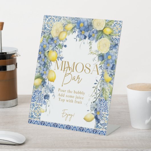 Italien Lemon Blue Tiles Mimosa Bar Sign Sockelschild (In SItu)