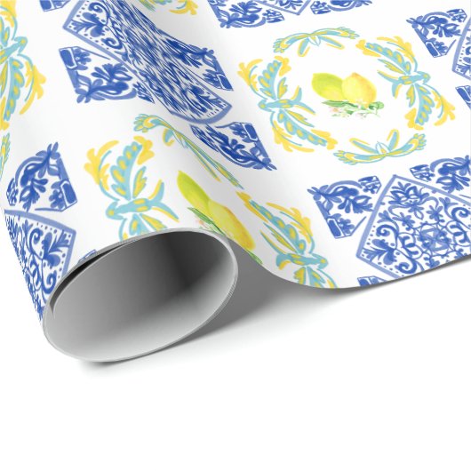 Italien - Lemon Brautparty Wedding Gift Geschenkpapier (Rolleneckpunkt)
