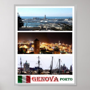 Italien - Ligurien - Genua - Mosaik - Hafen - Poster