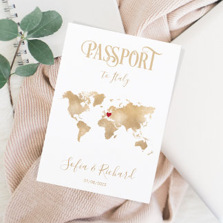 Italien Map Wedding Reisepass Gold Einladung