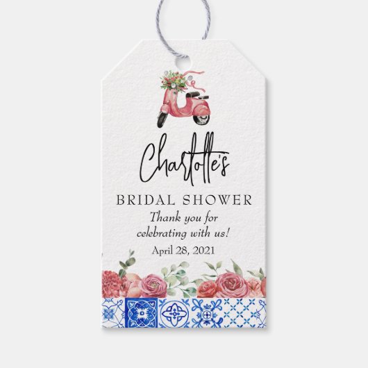 Italien - Mittelmeerraum - Rosa Brautparty Geschenkanhänger (Vorderseite)