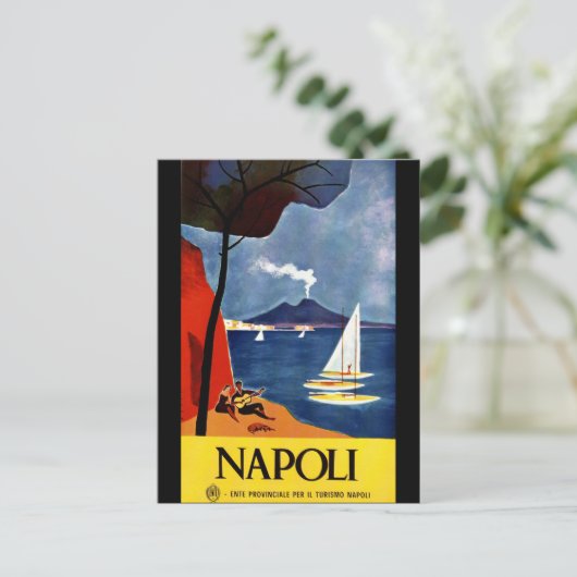 Italien Neapel Vintage Reiseposter Postkarte (Stehend Vorderseite)