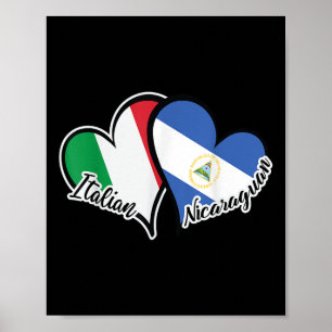 Italien Nicaragua Flaggenstaat Herzstück Halb Ital Poster