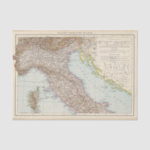 Italien nordliche Halfte, Karte von Norditalien Seidenpapier
