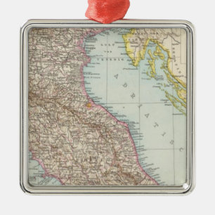 Italien nordliche Halfte, Karte von Norditalien Silbernes Ornament