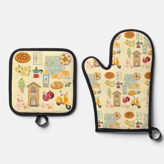 Italien Ofenhandschuh & Topflappen-Set (Vorderseite)
