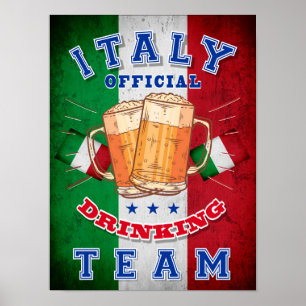 Italien Offizielles Trinkteam. Schönes Bier Poster
