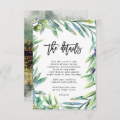 Italien Oliven Hochzeitsdetails: Begleitkarte (Vorne/Hinten)