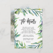 Italien Oliven Hochzeitsinformationen Begleitkarte (Vorne/Hinten)