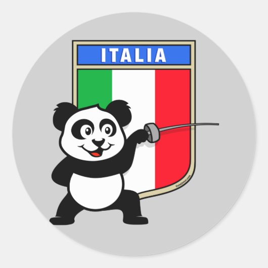 Italien - Panda Runder Aufkleber (Vorderseite)