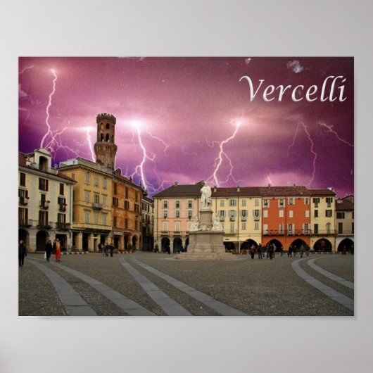 Italien - Piemont - Vercelli - Cavour - Platz - Poster (Vorne)