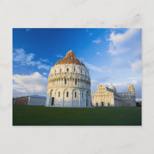 Italien, Pisa, Dom, Schiefer Turmund Feld der Postkarte