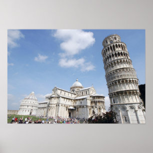 Italien, Pisa. Kathedrale, Baptisterium und Schief Poster