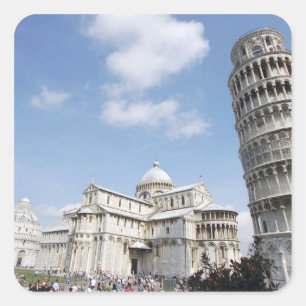 Italien, Pisa Kathedrale, Taufe und Schiefen Quadratischer Aufkleber