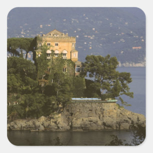 Italien, Portofino. Landschaftliches Leben Quadratischer Aufkleber