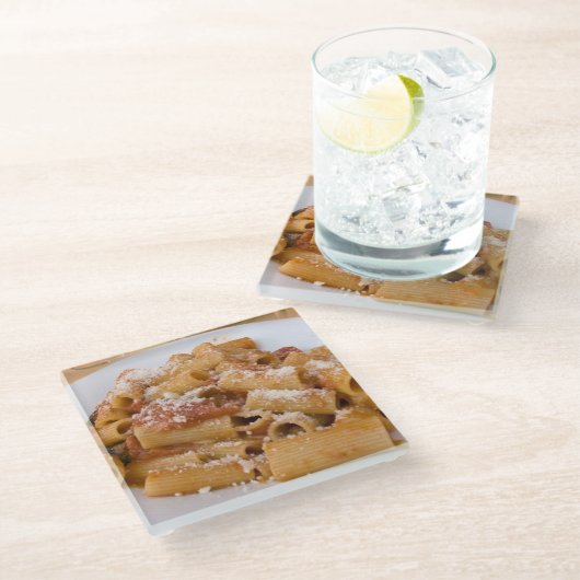 Italien, Positano. Anzeigetafel von Rigatoni Glasuntersetzer (Schrägansicht)