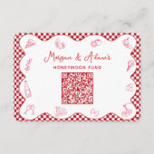 Italien Red Checkered Honeymoon Fund QR Code Cards Begleitkarte (Vorderseite)