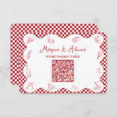 Italien Red Checkered Honeymoon Fund QR Code Cards Begleitkarte (Vorne/Hinten)