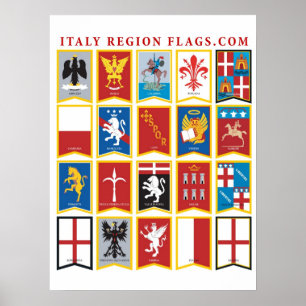 Italien Region Flaggen / Kunstposter zum 150. Jahr Poster
