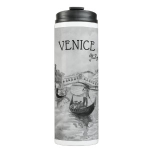 Italien Reise - VENEDIG Schwarz-Weiß-Souvenir Thermosbecher