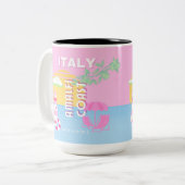 Italien Reisekunst, Amalfi Küste, Preppy, Pink Zweifarbige Tasse (Vorderseite Links)