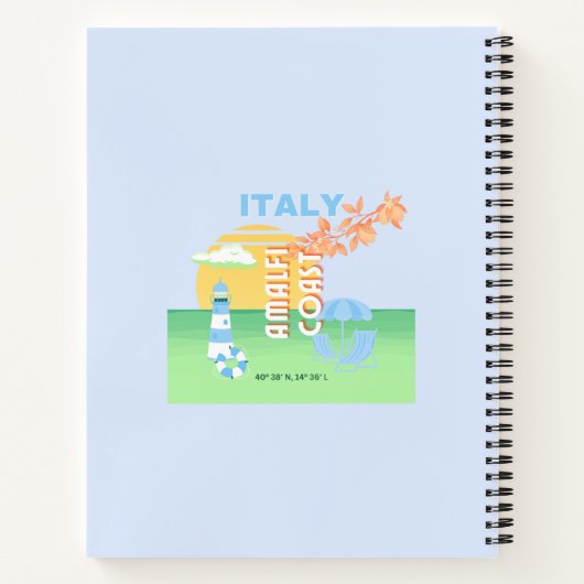 Italien Reisen Kunst, Amalfi Küste, Preppy, Blue Notizblock (Rückseite)