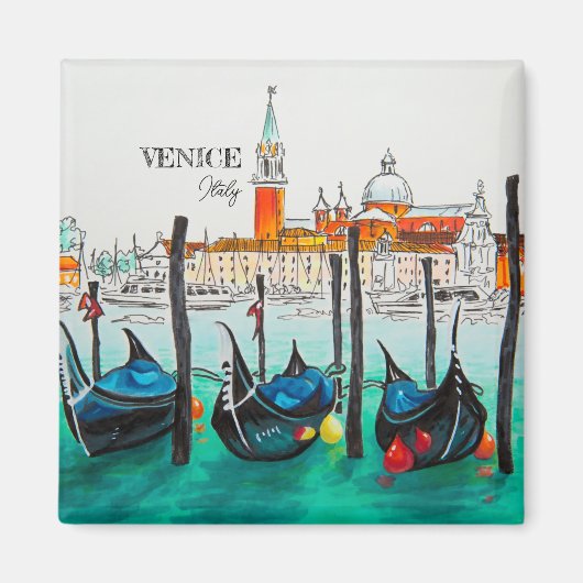 Italien Reisen - VENICE AquarellSouvenir Magnet (Vorne)