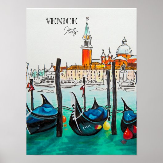 Italien Reisen - VENICE AquarellSouvenir Poster (Vorne)