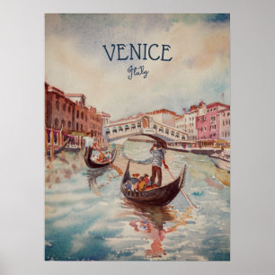 Italien Reisen - VENICE AquarellSouvenir Poster